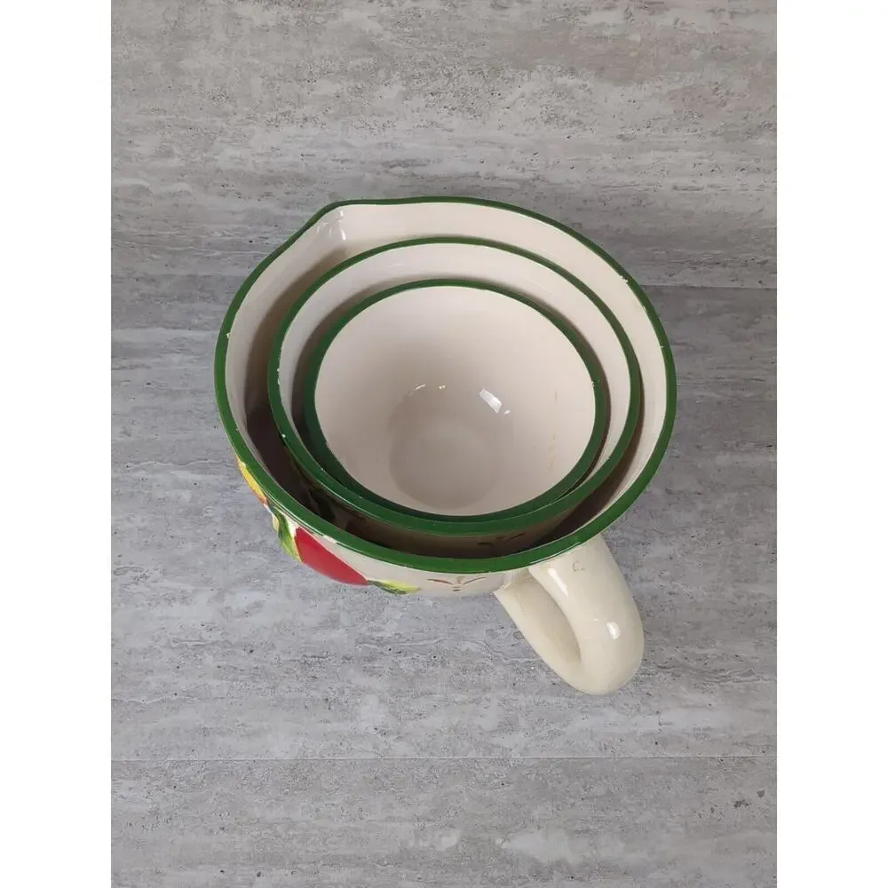 Nesting‎ Mixing Bowls Set Of 3, Apple Tree Design, Ceramic